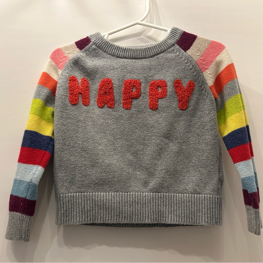 Gap toddler 2T girls Happy Sweater block color sleeves multicolor